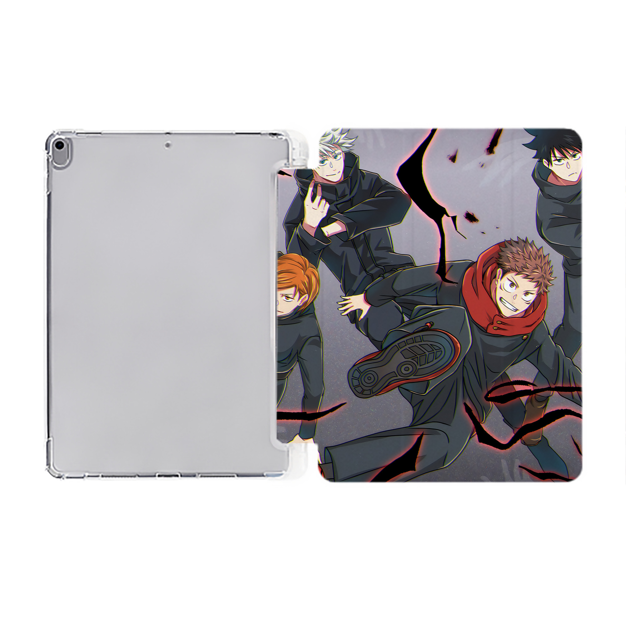 （画像用） 呪術廻戦 Jujutsu Kaisen IPad ケース ペン収納付き 三つ折りスタンド PUレザー×シリコン 対応機種9.5/10.5/10.9インチ